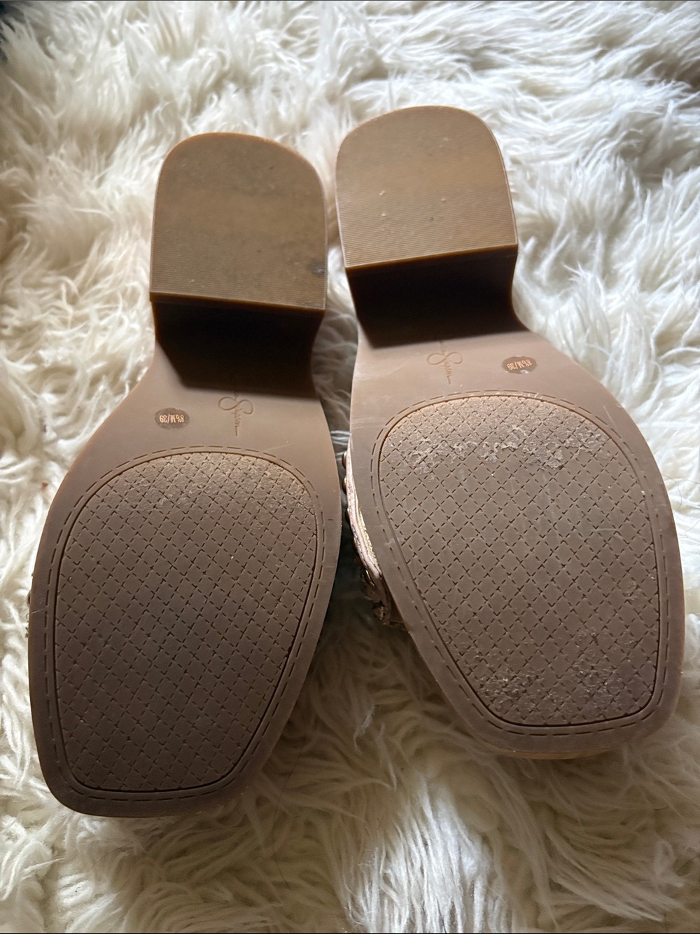 Jessica Simpson Gold Crystal Studded Slide Mules - Picture 3 of 4